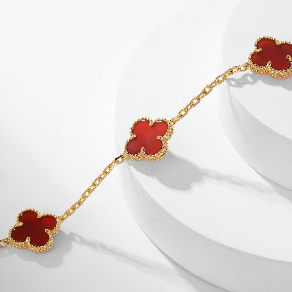 Aura CLOVER 10 MOTIFS CARNELIAN NECKLACE