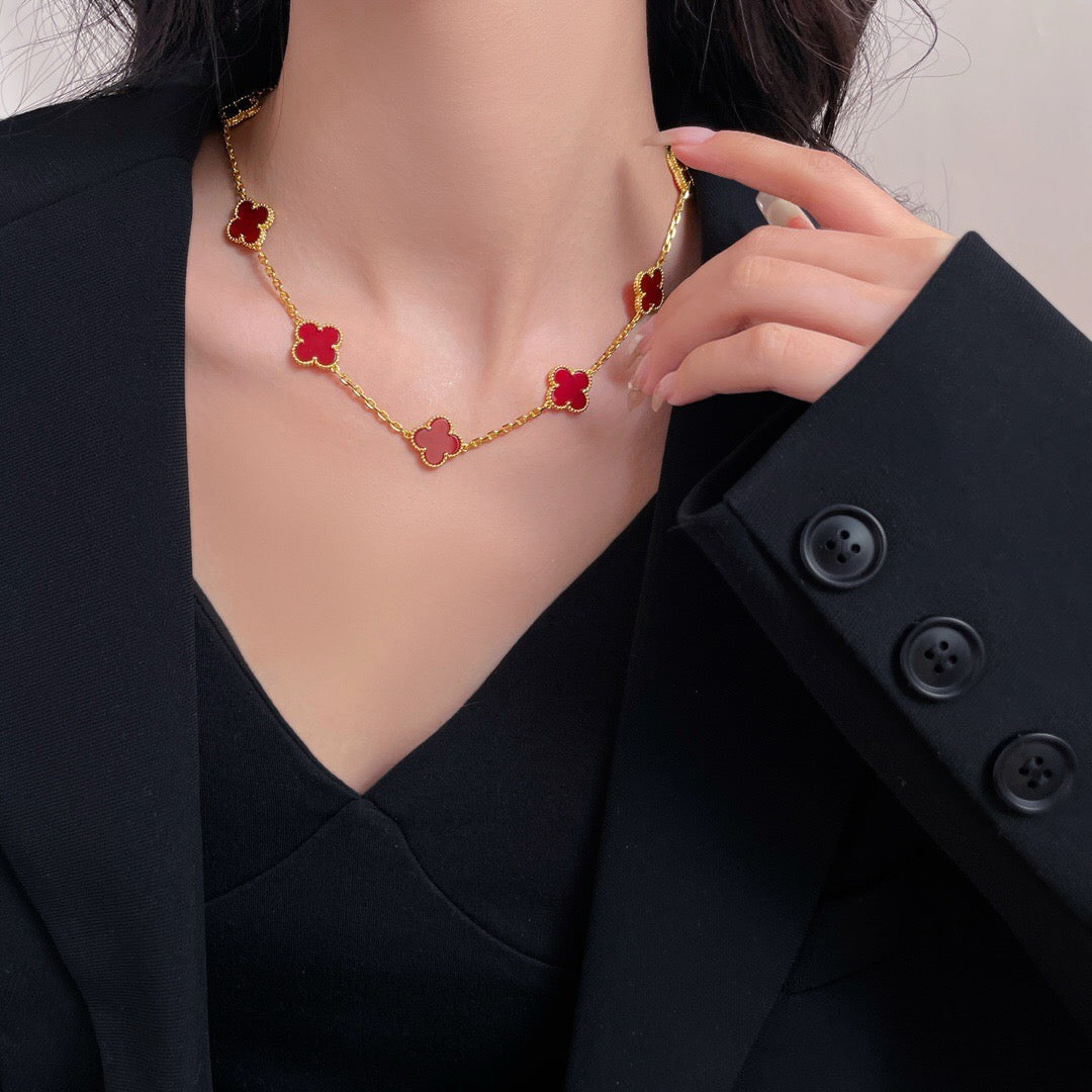 Aura CLOVER 10 MOTIFS CARNELIAN NECKLACE