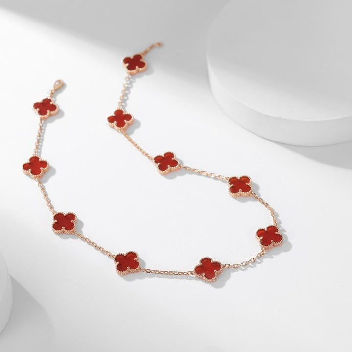 Aura CLOVER 10 MOTIFS CARNELIAN NECKLACE