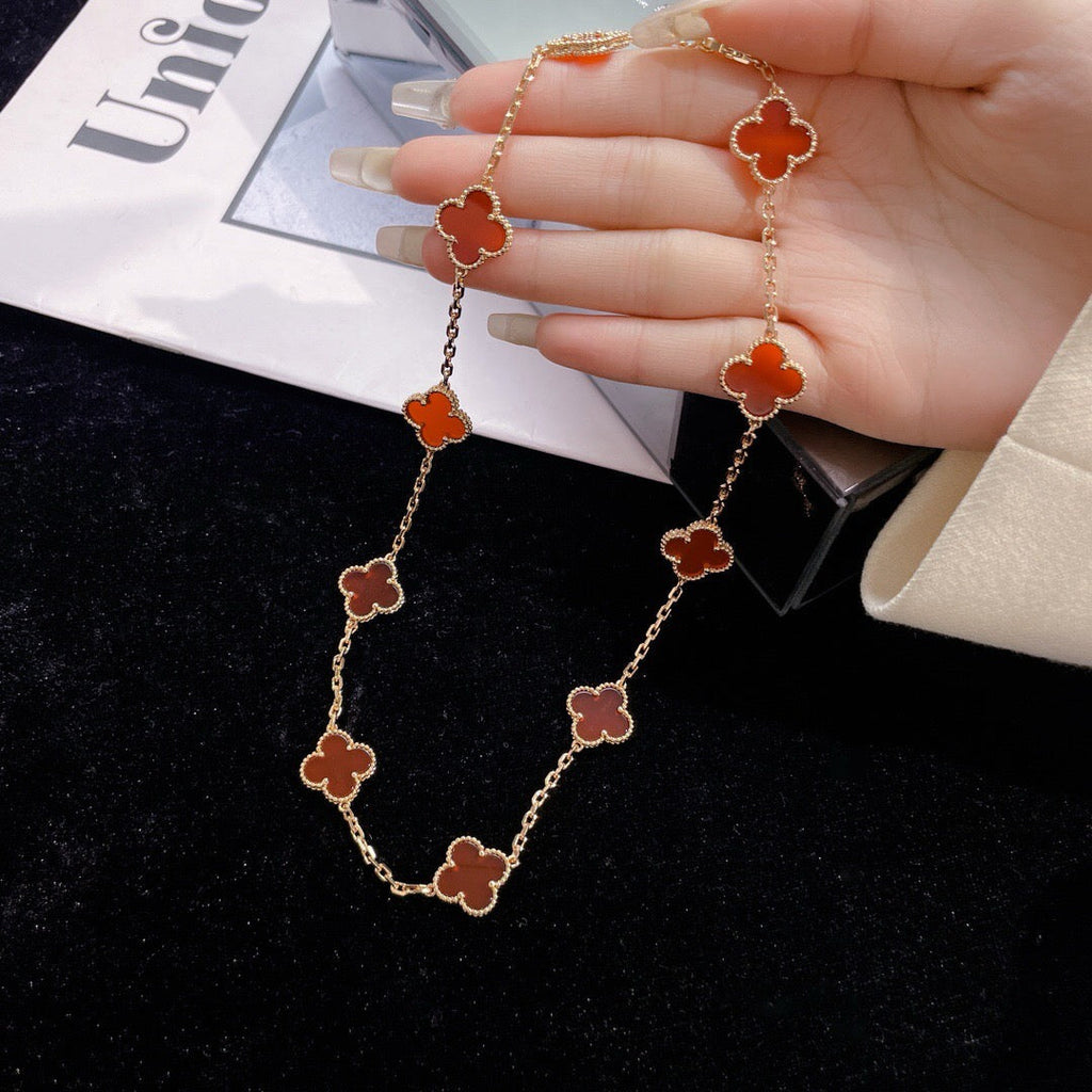 Aura CLOVER 10 MOTIFS CARNELIAN NECKLACE