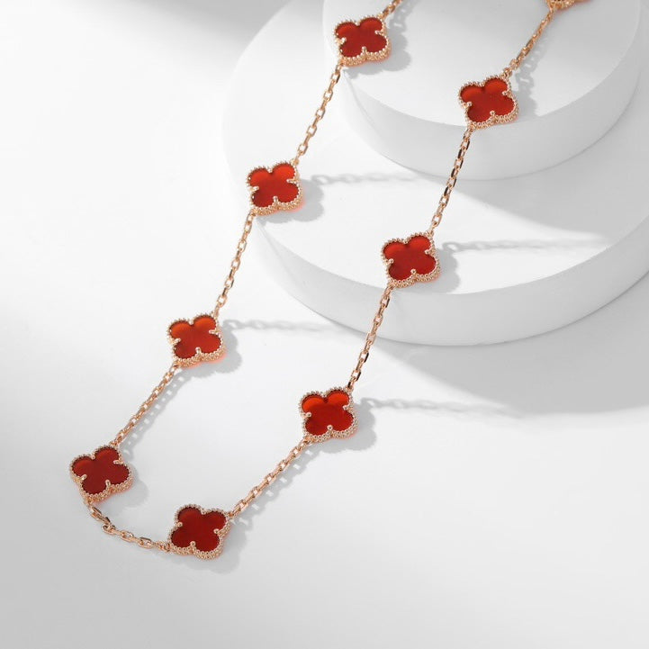 Aura CLOVER 10 MOTIFS CARNELIAN NECKLACE