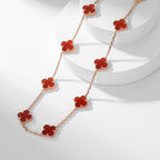 Aura CLOVER 10 MOTIFS CARNELIAN NECKLACE