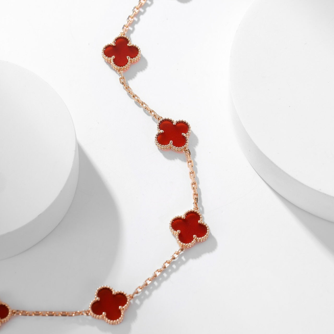 Aura CLOVER 10 MOTIFS CARNELIAN NECKLACE