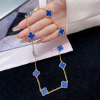 Aura CLOVER 10 MOTIFS BLUE AGATE NECKLACE