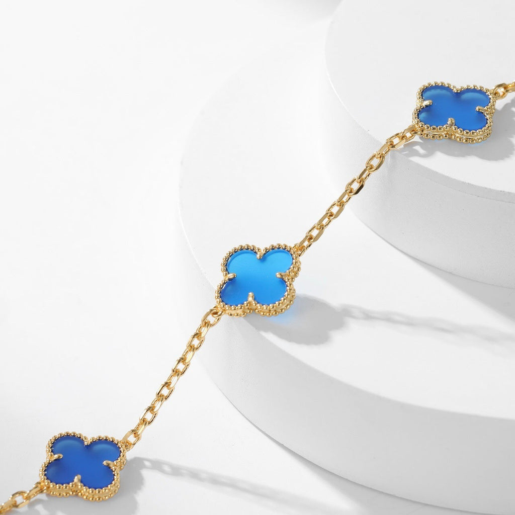 Aura CLOVER 10 MOTIFS BLUE AGATE NECKLACE