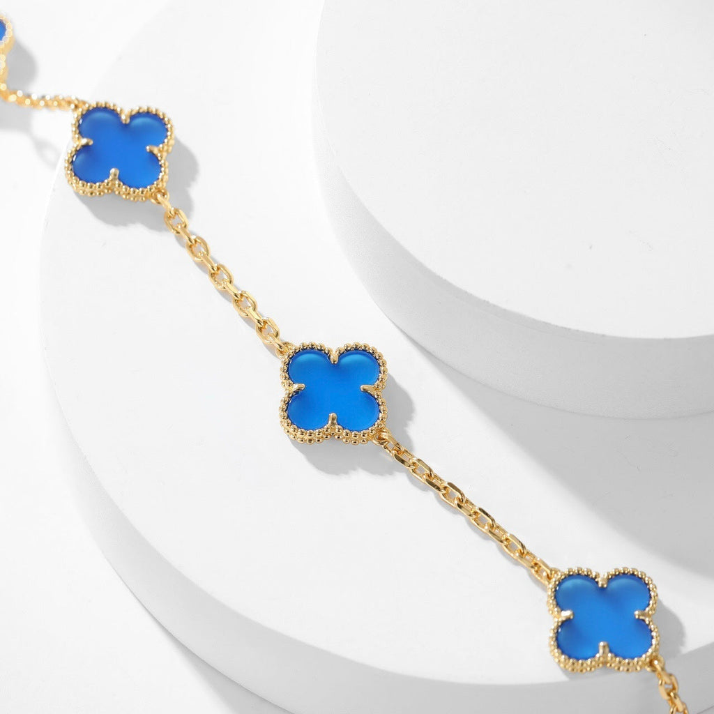 Aura CLOVER 10 MOTIFS BLUE AGATE NECKLACE