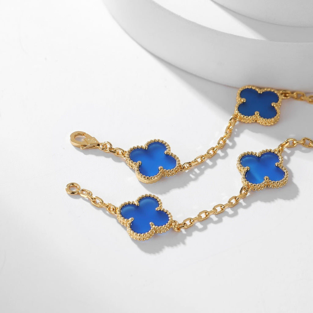 Aura CLOVER 10 MOTIFS BLUE AGATE NECKLACE
