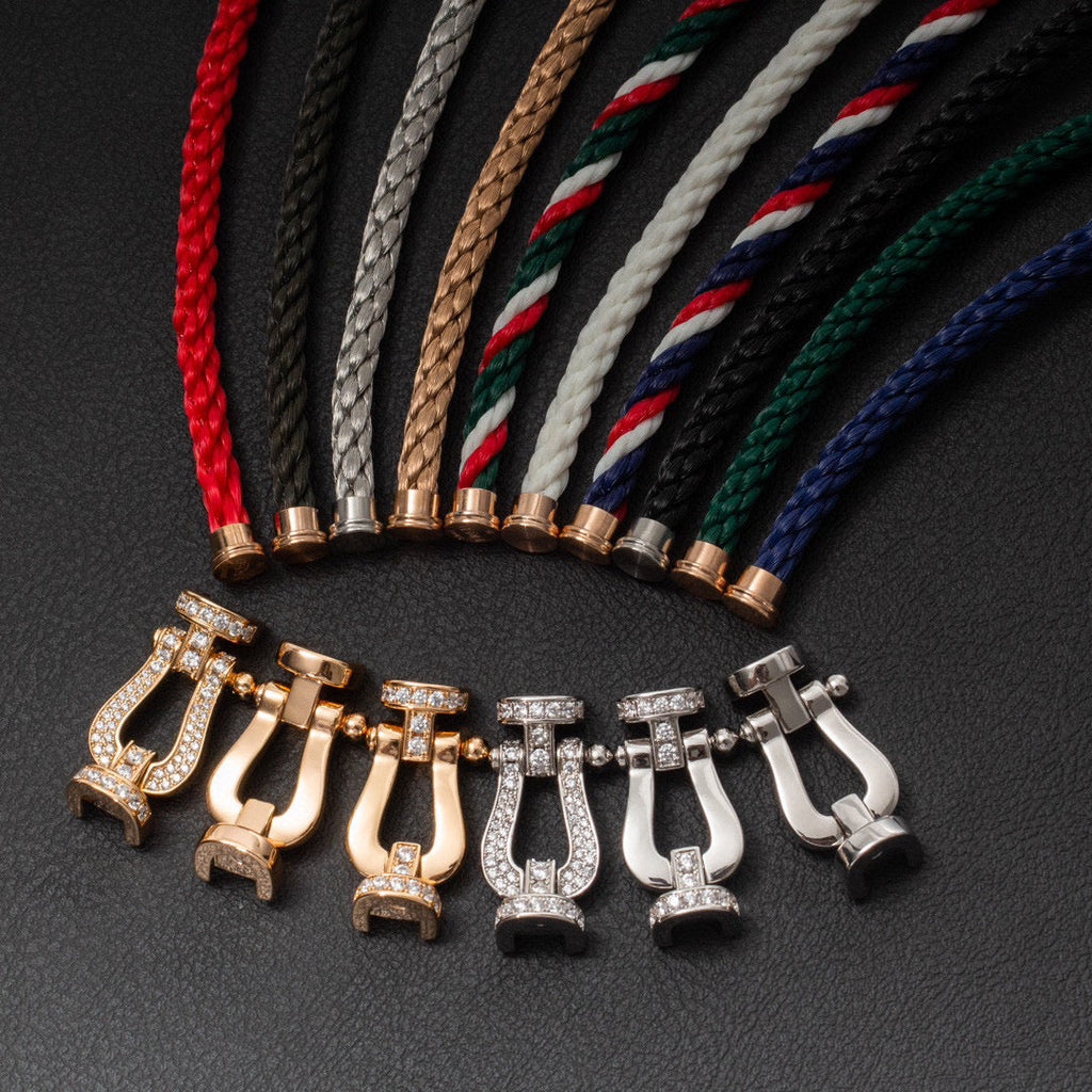 Aura FORCE GROSSES HORSESHOE-ARMBAND MIT VOLLSTÄNDIGER DIAMANTBESETZUNG SILBER