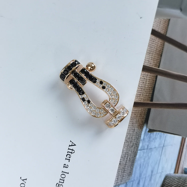 Aura FORCE LARGE HORSESHOE BLACK WHITE DIAMOND BRACELET ROSE GOLD
