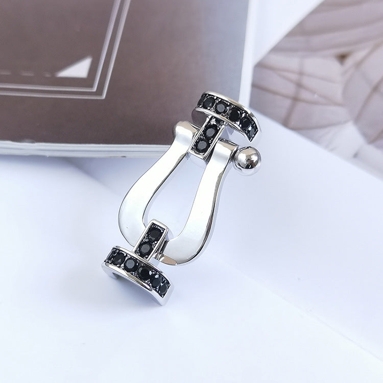 Aura FORCE LARGE HORSESHOE BLACK DIAMOND BRACELET SILVER