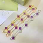 Aura CLOVER 10 MOTIFS  PURPLE VIOLET DIAMOND NECKLACE