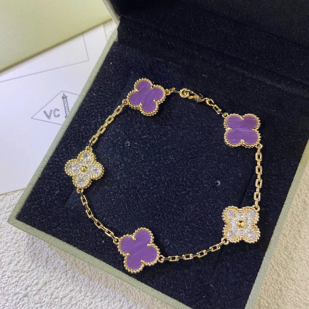 [Aura ]Neue CLOVER 5 MOTIV VIOLETT ARMBAND KOLLEKTION