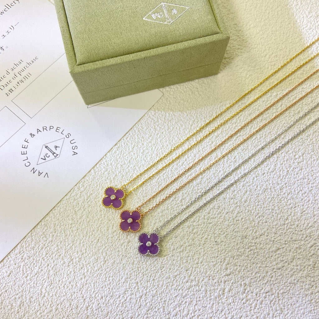 Aura CLOVER 15MM DIAMANT LILA-VIOLETT HALSKETTE