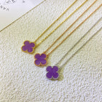 Aura CLOVER 15MM  PURPLE VIOLET NECKLACE