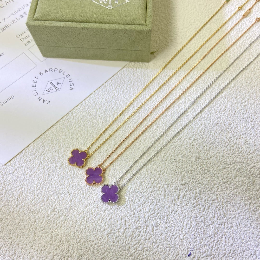 Aura CLOVER 15MM  PURPLE VIOLET NECKLACE