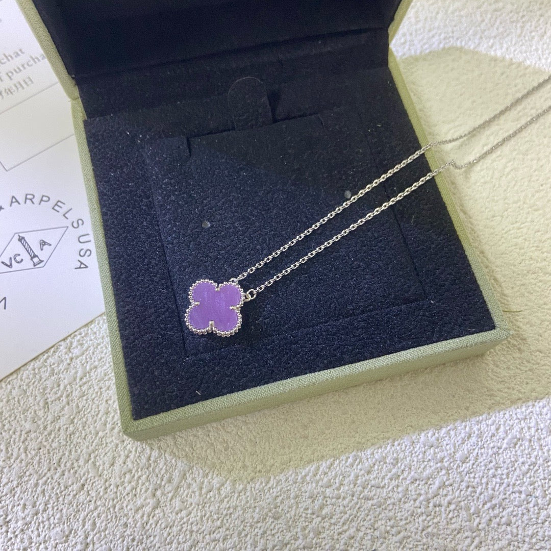 Aura CLOVER 15MM  PURPLE VIOLET NECKLACE