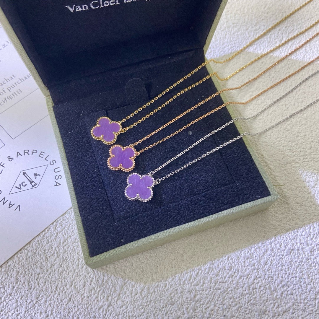 Aura CLOVER 15MM  PURPLE VIOLET NECKLACE