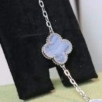 [Aura ]New  CLOVER 5 MOTIF PURPLE CHALCEDONY BRACELET COLLECTION
