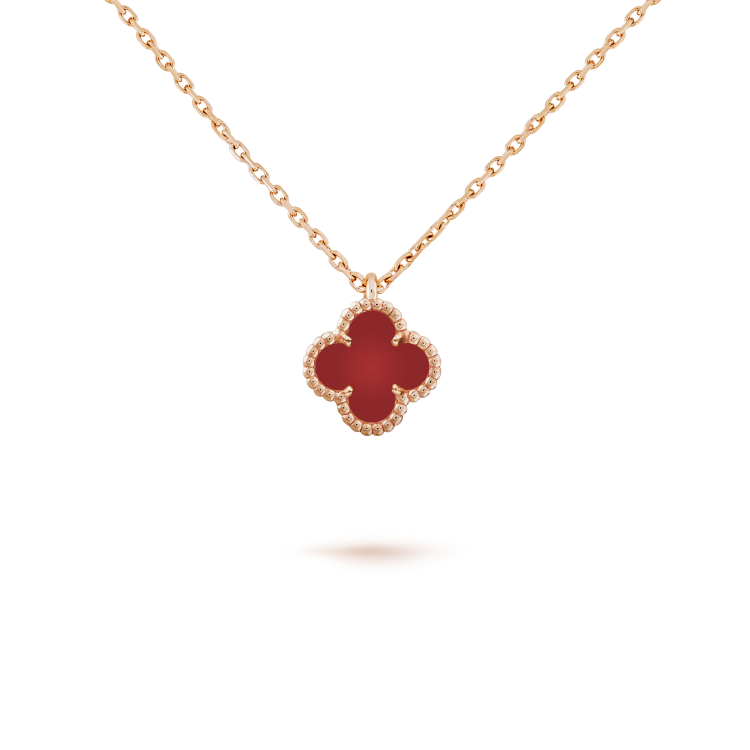 Aura CLOVER MINI 9.5MM WHITE CARNELIANS NECKLACE