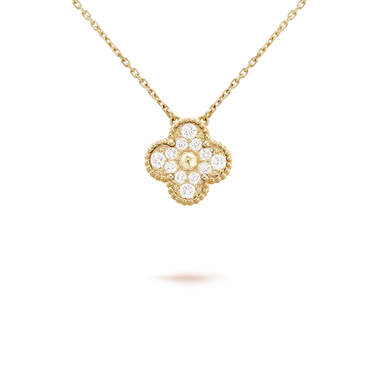 Aura CLOVER 15MM DIAMOND SINGLE FLOWER NECKLACE