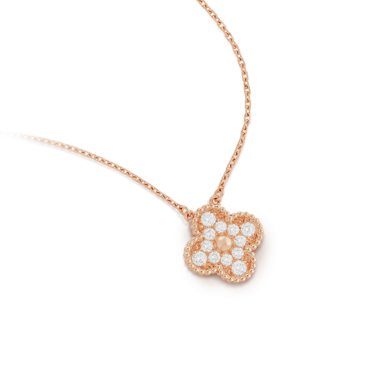 Aura CLOVER 15MM DIAMOND SINGLE FLOWER NECKLACE