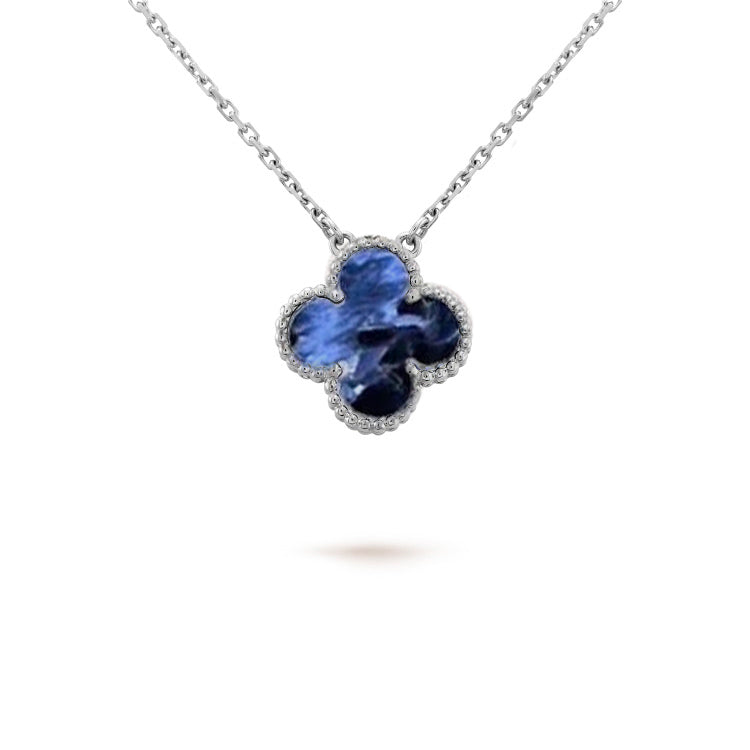 Aura CLOVER 15MM PIETERSITE NECKLACE SILVER