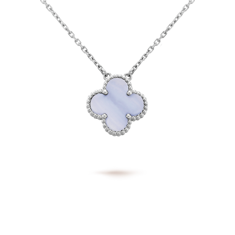 Aura CLOVER 15MM BLAUER CHALCEDON HALSKETTE SILBER