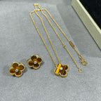 Aura CLOVER 15MM DIAMANT UND GELBES TIGERAUGE ACHAT-Halskette