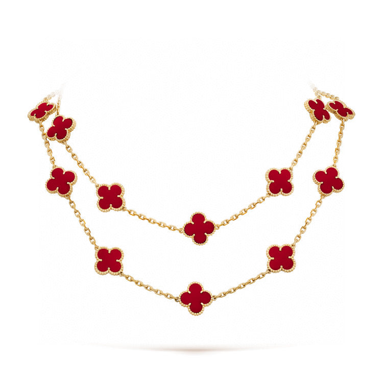 Aura CLOVER 20 MOTIFS CARNELIAN NECKLACE