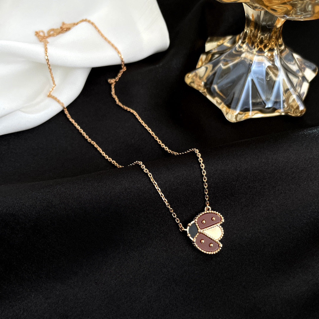 Aura LUCKY  CARNELIANS LADYBUG NECKLACE