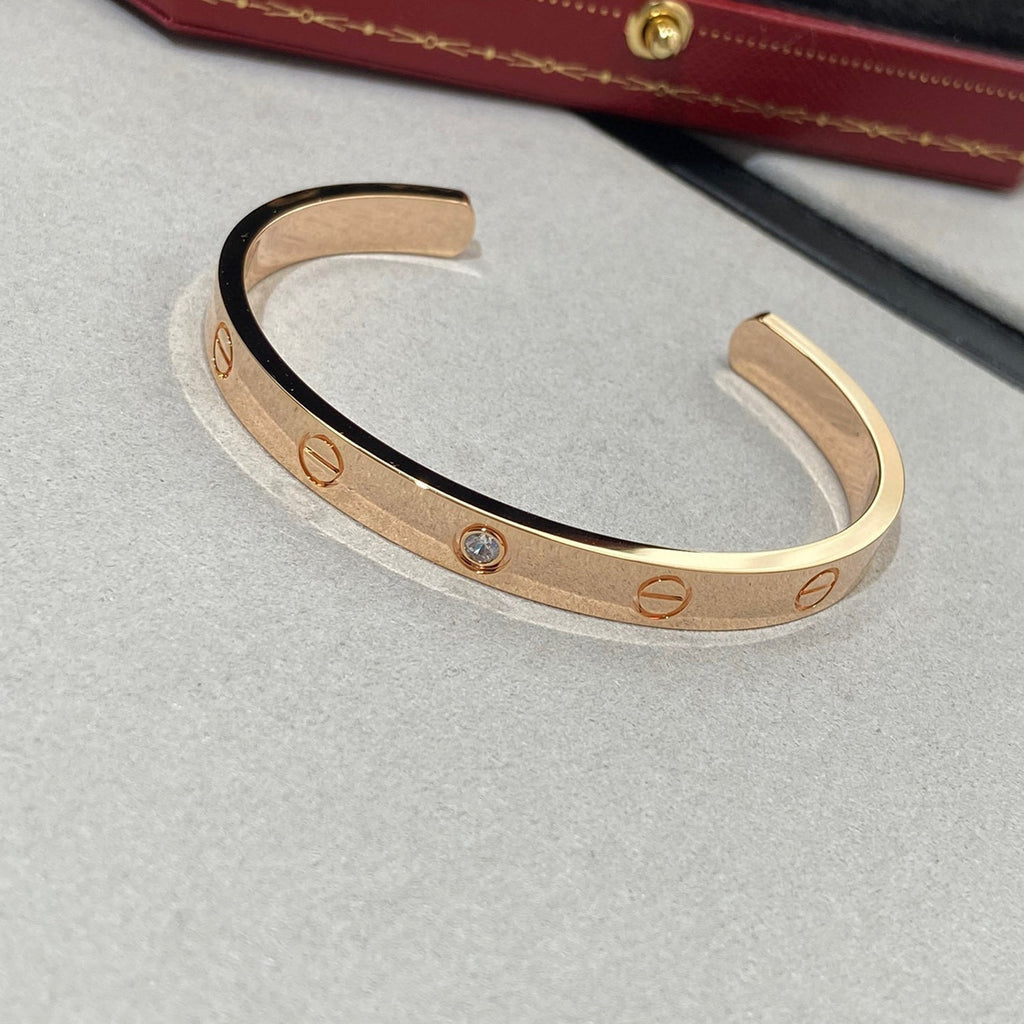 Aura LOVE BRACELET 6.1MM 1 DIAMOND OPEN CUFF