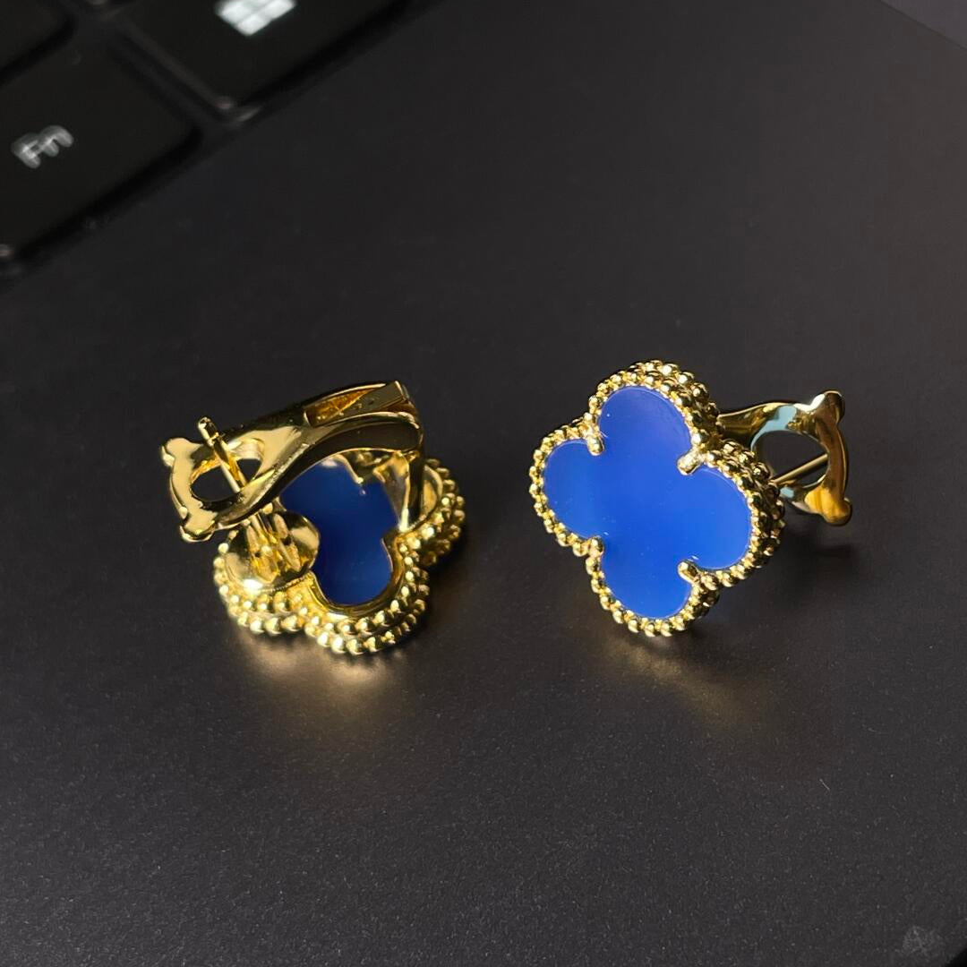 [Aura] CLOVER LARGE (20mm) 1 MOTIV BLAUE PERLMUTT-OHRSTECKER