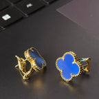 [Aura ] CLOVER LARGE (20mm) 1 MOTIFS BLUE MOP STUD EARRINGS