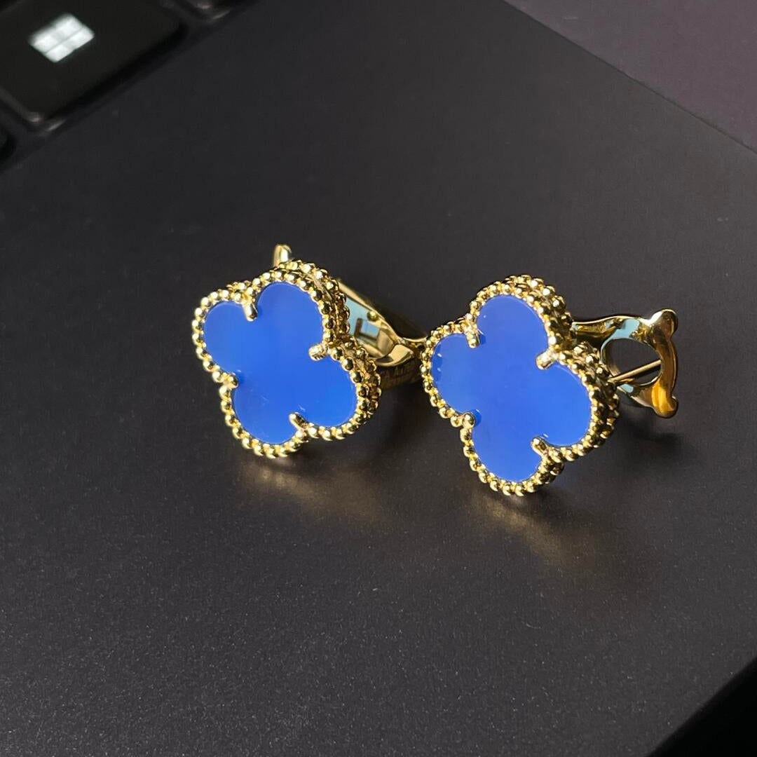 [Aura] CLOVER LARGE (20mm) 1 MOTIV BLAUE PERLMUTT-OHRSTECKER