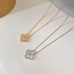 Aura CLOVER 15MM DIAMOND SINGLE FLOWER NECKLACE