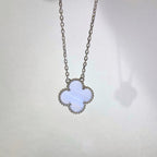 Aura CLOVER 15MM BLAUER CHALCEDON HALSKETTE SILBER