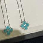 Aura CLOVER 15MM DIAMOND SVRES PORCELAIN  NECKLACE SILVER