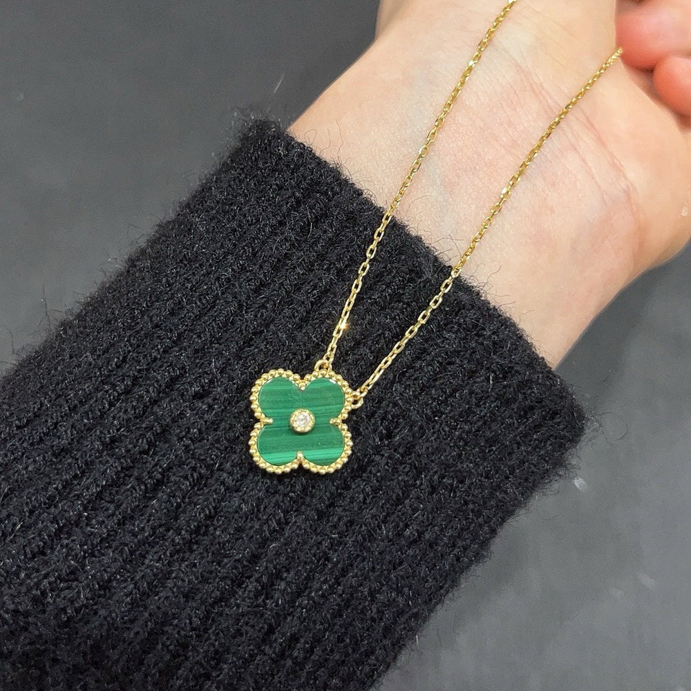 Aura CLOVER 15MM DIAMOND TURQUOISE NECKLACE