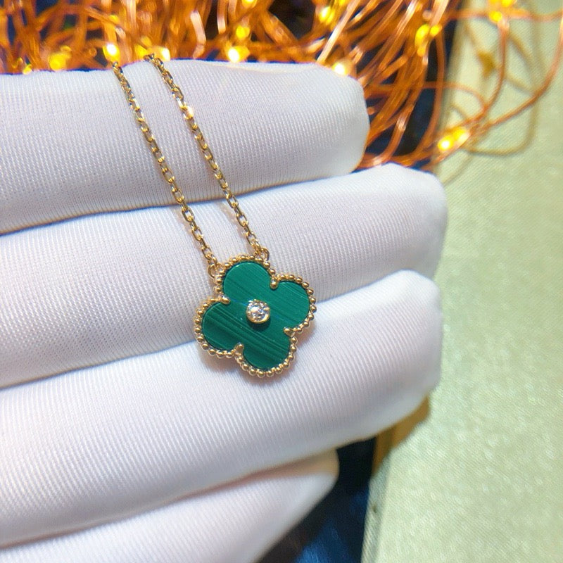 Aura CLOVER 15MM DIAMOND TURQUOISE NECKLACE