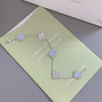 [Aura ]New  CLOVER 5 MOTIF PURPLE CHALCEDONY BRACELET COLLECTION