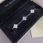 [Aura ]New  CLOVER 5 MOTIF PURPLE CHALCEDONY BRACELET COLLECTION
