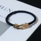 Aura FORCE LARGE HORSESHOE BLACK WHITE DIAMOND BRACELET SILVER