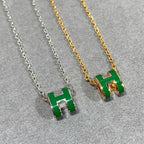 Aura POP H GREEN NECKLACE SILVER AND GOLD