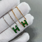 Aura POP H GREEN NECKLACE SILVER AND GOLD