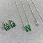 Aura POP H GREEN NECKLACE SILVER AND GOLD