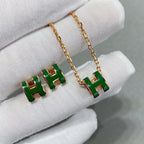 Aura POP H GREEN NECKLACE SILVER AND GOLD