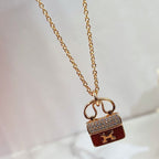 Aura CONSTANCE RED PEDANT PINK GOLD NECKLACE