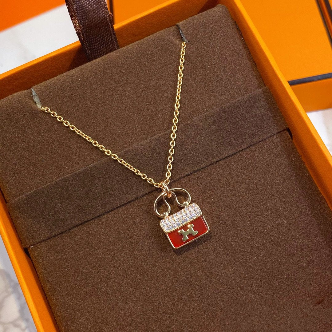 Aura CONSTANCE RED PEDANT PINK GOLD NECKLACE
