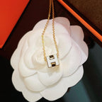 Aura H WHITE SQUARE GOLD NECKLACE