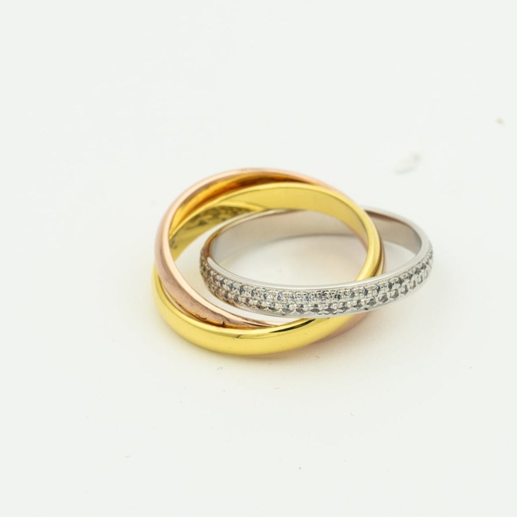 Aura TRINITY RING GOLD PINK GOLD SILVER DIAMONDS